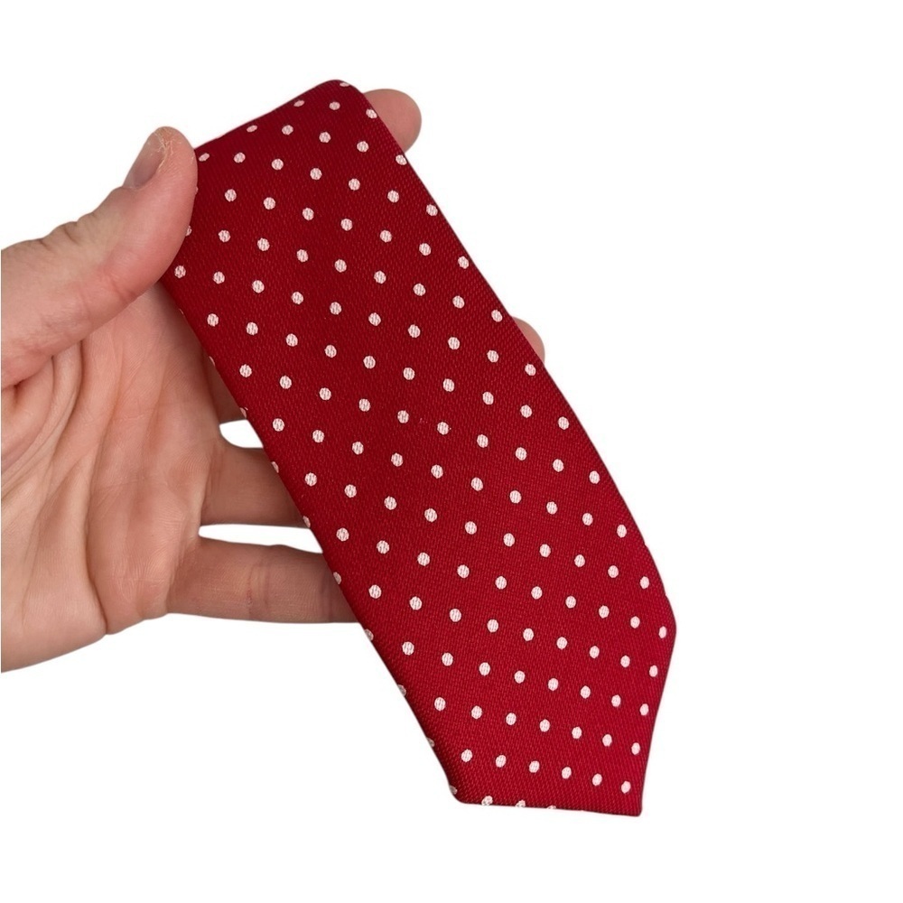 Banana Republic 100% Silk Red Tie with White Polka Dots